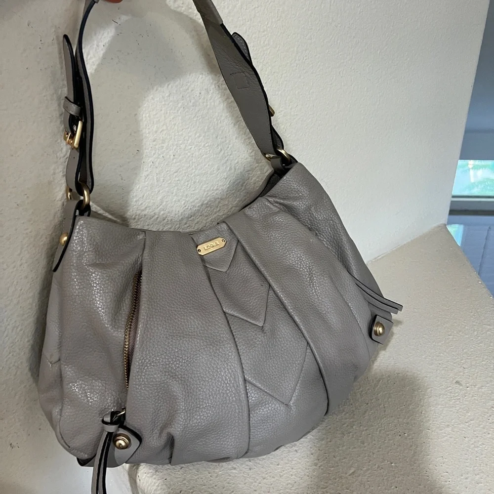 LODIS Women's Majestic Grey Leather Hobo Side Pockets Bag Shoulder‎ Bag
